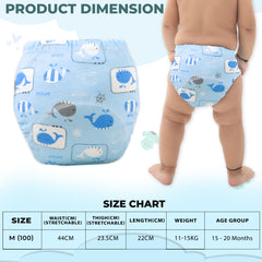Waterproof Breathable Cotton Potty Training Pants for Babies (Blue Whale)