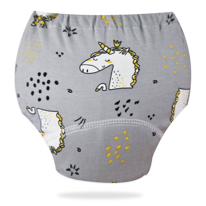 Waterproof Breathable Cotton Potty Training Pants for Babies (Grey Unicorn)