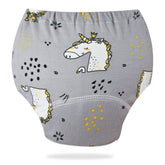 Waterproof Breathable Cotton Potty Training Pants for Babies (Grey Unicorn)