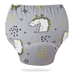 Waterproof Breathable Cotton Potty Training Pants for Babies (Grey Unicorn)
