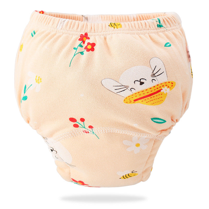 Waterproof Breathable Cotton Potty Training Pants for Babies (Orange Pink Flowers)