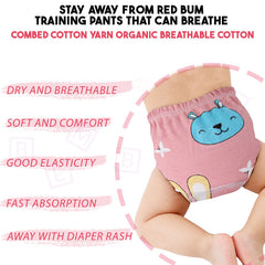 Waterproof Breathable Cotton Potty Training Pants for Babies (Pink Bear)