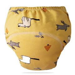 Waterproof Breathable Cotton Potty Training Pants for Babies (Yellow Grey Animal)