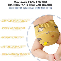 Waterproof Breathable Cotton Potty Training Pants for Babies (Yellow Grey Animal)