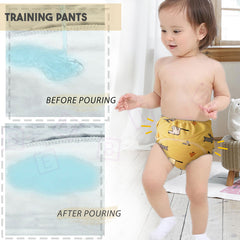 Waterproof Breathable Cotton Potty Training Pants for Babies (Yellow Grey Animal)