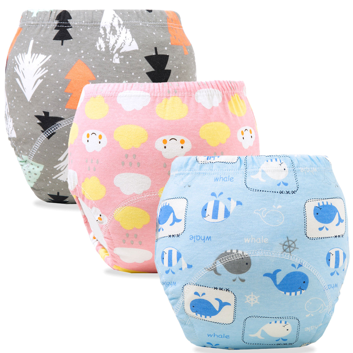 Waterproof Breathable Cotton Potty Training Pants for Babies (Set of 3)