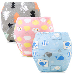 Waterproof Breathable Cotton Potty Training Pants for Babies (Set of 3)