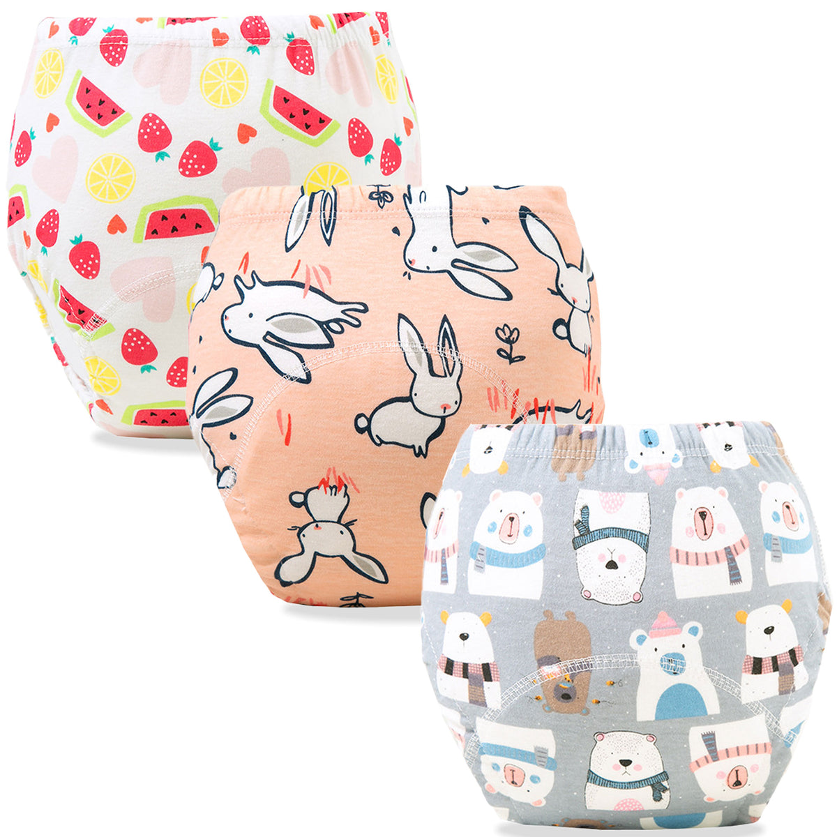 Waterproof Breathable Cotton Potty Training Pants for Babies (Set of 3)