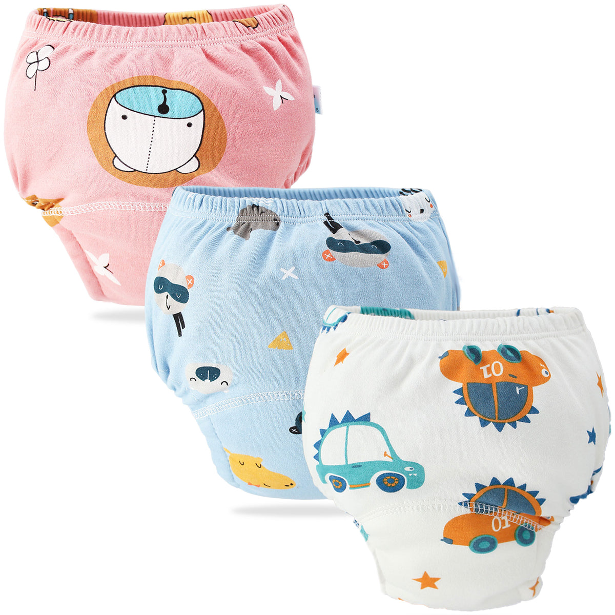 Waterproof Breathable Cotton Potty Training Pants for Babies (Set of 3)