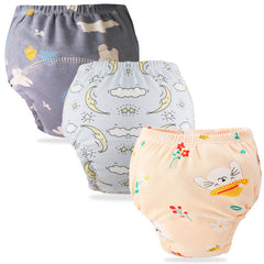 Waterproof Breathable Cotton Potty Training Pants for Babies (Set of 3)