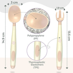 Baby Spoon and fork Set for Baby Feeding (Cream Brown)