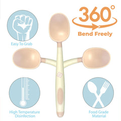 Baby Spoon and fork Set for Baby Feeding (Cream Brown)