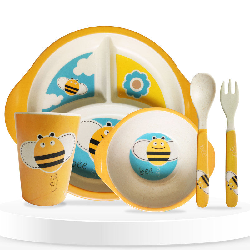 Baby Feeding Essential Baby Dinner Set Infant Training Eating Utensils-Honey Bee