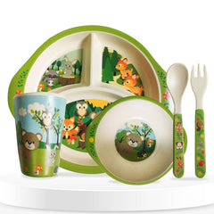 Baby Feeding Essential Baby Dinner Set Infant Training Eating Utensils-Jungle Theme