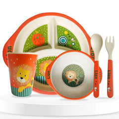 Baby Feeding Essential Baby Dinner Set Infant Training Eating Utensils-Lion