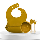 Baby Feeding Essential Baby Dinner Set Infant Training Eating Utensils-Yellow