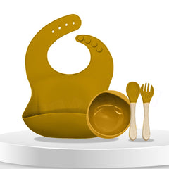 Baby Feeding Essential Baby Dinner Set Infant Training Eating Utensils-Yellow