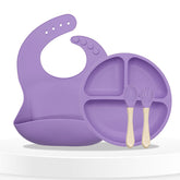Baby Feeding Essential Baby Dinner Set Infant Training Eating Utensils-Purple