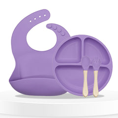 Baby Feeding Essential Baby Dinner Set Infant Training Eating Utensils-Purple