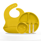 Baby Feeding Essential Baby Dinner Set Infant Training Eating Utensils-Yellow