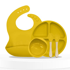 Baby Feeding Essential Baby Dinner Set Infant Training Eating Utensils-Yellow