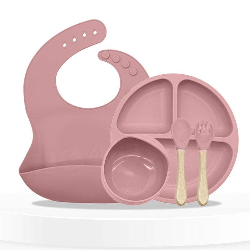 Baby Feeding Essential Baby Dinner Set Infant Training Eating Utensils-Pink