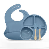 Baby Feeding Essential Baby Dinner Set Infant Training Eating Utensils-Blue