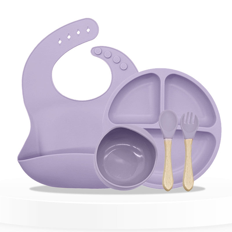 Baby Feeding Essential Baby Dinner Set Infant Training Eating Utensils-Purple