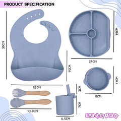 Baby Feeding Essential Baby Dinner Set Infant Training Eating Utensils-Sky Blue