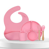 Baby Feeding Essential Baby Dinner Set Infant Training Eating Utensils-Pink