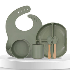 Baby Feeding Essential Baby Dinner Set Infant Training Eating Utensils-Sage