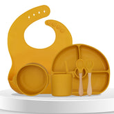 Baby Feeding Essential Baby Dinner Set Infant Training Eating Utensils-Yellow