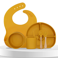 Baby Feeding Essential Baby Dinner Set Infant Training Eating Utensils-Yellow