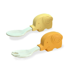 Baby Spoon and fork Set for Baby Feeding (Yellow)