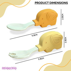 Baby Spoon and fork Set for Baby Feeding (Yellow)