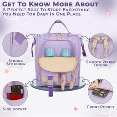 Easy to Carry Diaper Bag for Mother (Purple With Teddy)