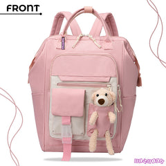 Easy to Carry Diaper Bag for Mother (Pink With Teddy)