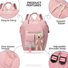 Easy to Carry Diaper Bag for Mother (Pink With Teddy)