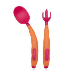 Baby Spoon and fork Set for Baby Feeding (Orange)