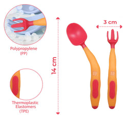 Baby Spoon and fork Set for Baby Feeding (Orange)