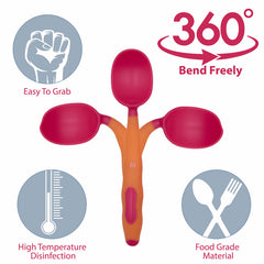 Baby Spoon and fork Set for Baby Feeding (Orange)