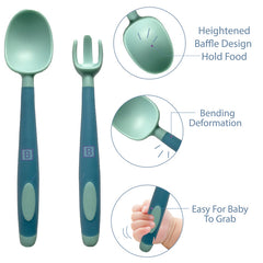 Baby Spoon and fork Set for Baby Feeding (Sky Blue)
