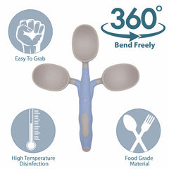Baby Spoon and fork Set for Baby Feeding (Sky Blue)