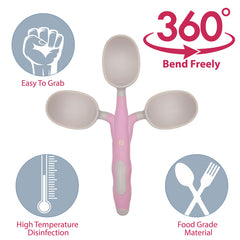 Baby Spoon and fork Set for Baby Feeding (Blush)