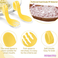 Baby Spoon and fork Set for Baby Feeding (Yellow)