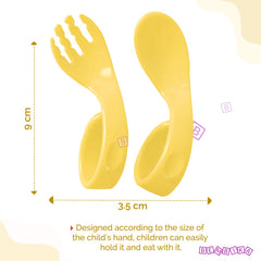 Baby Spoon and fork Set for Baby Feeding (Yellow)