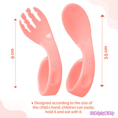 Baby Spoon and fork Set for Baby Feeding (Coral)
