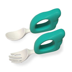 Baby Spoon and fork Set for Baby Feeding (Green)