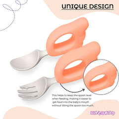Baby Spoon and fork Set for Baby Feeding (Light Pink)