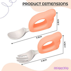 Baby Spoon and fork Set for Baby Feeding (Light Pink)